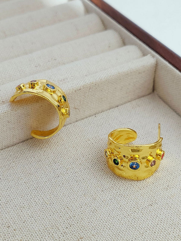 Women's new fashion personalized colorful zircon earrings