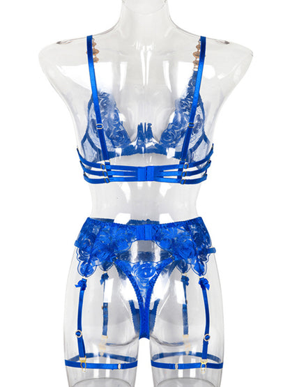 Modern embroidered bra retro decorative sexy push-up underwear set