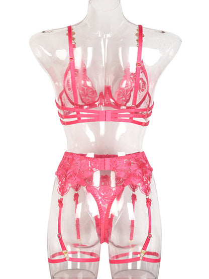 Modern embroidered bra retro decorative sexy push-up underwear set