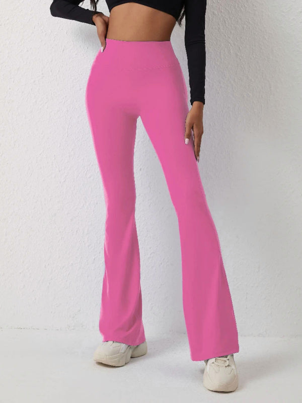 Women's High-Waist Flare Yoga Leggings - Butt Lift & Tummy Control Pink