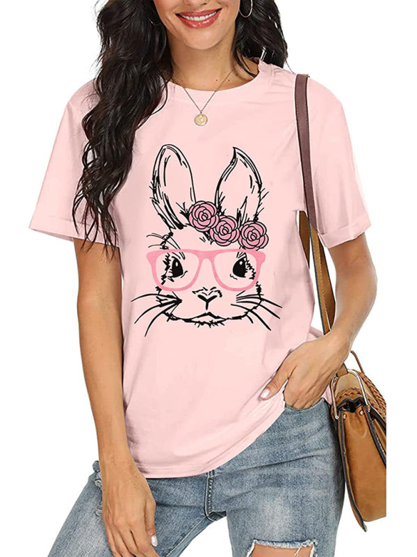 Women's Easter MAMA Bunny Graphic T-Shirt - Funny Holiday Tee Pink