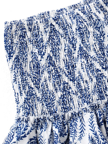 Floral Pleated Skirt Women Half Length Ruffled Fashion Midi Skirt