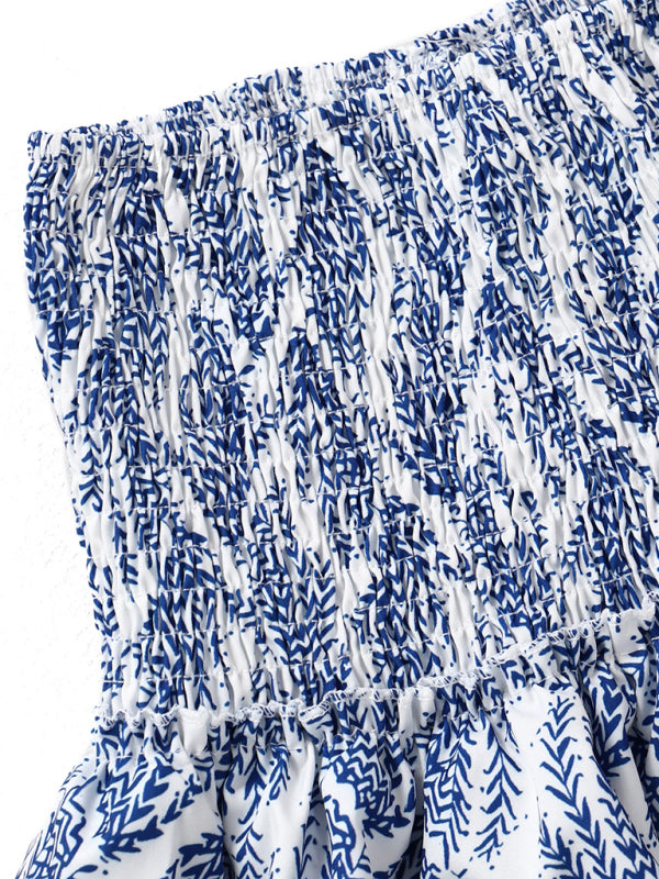 Floral Pleated Skirt Women Half Length Ruffled Fashion Midi Skirt