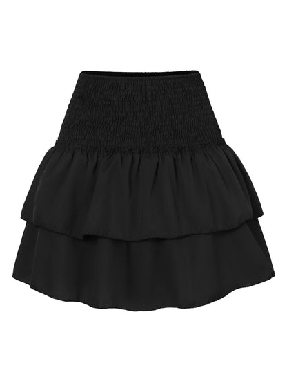 Floral Pleated Skirt Women Half Length Ruffled Fashion Midi Skirt