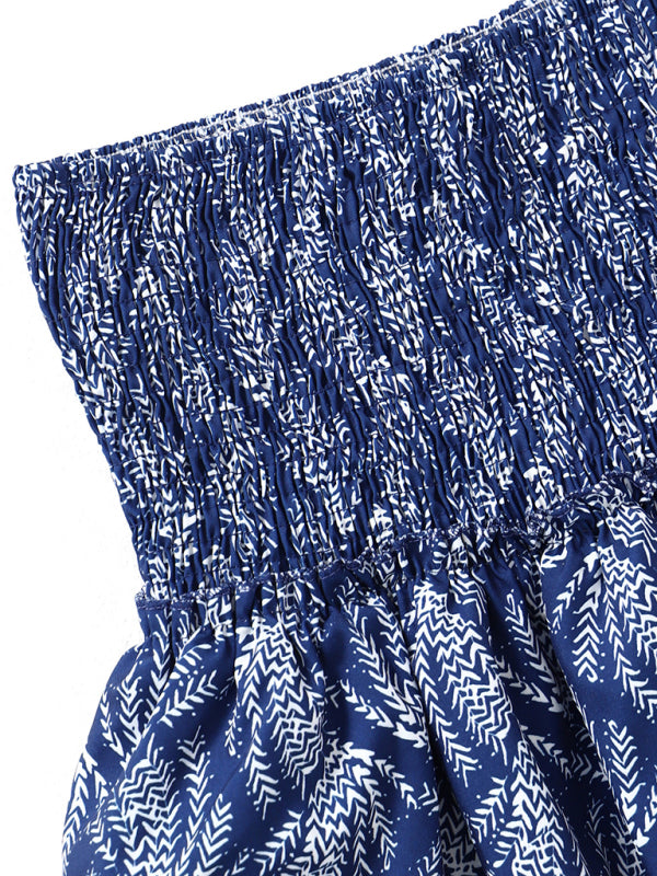 Floral Pleated Skirt Women Half Length Ruffled Fashion Midi Skirt