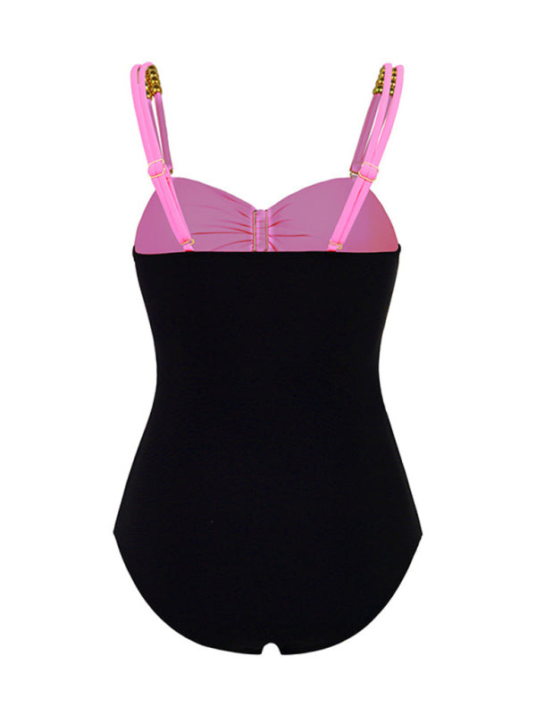 Modern swimsuit color matching sexy hollow seaside resort swimsuit/wrap skirt