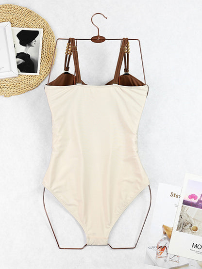 Modern swimsuit color matching sexy hollow seaside resort swimsuit/wrap skirt