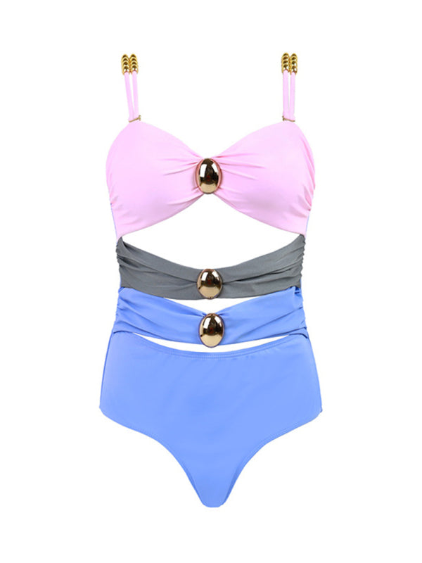 Modern swimsuit color matching sexy hollow seaside resort swimsuit/wrap skirt