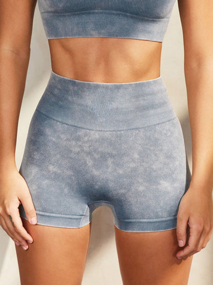 Women's Multi-Color Yoga Sports Short Sleeve & Shorts Set