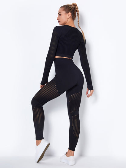 Women's Seamless Yoga Set - Quick-Dry Long Sleeve & Leggings