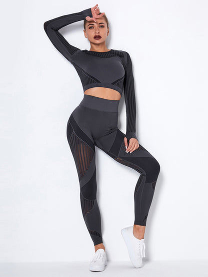 Women's Seamless Yoga Set - Quick-Dry Long Sleeve & Leggings