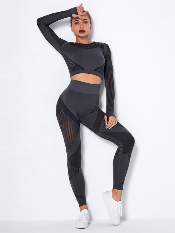Women's Seamless Yoga Set - Quick-Dry Long Sleeve & Leggings
