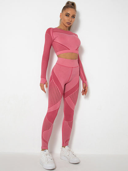 Women's Seamless Yoga Set - Quick-Dry Long Sleeve & Leggings