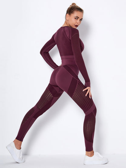 Women's Seamless Yoga Set - Quick-Dry Long Sleeve & Leggings