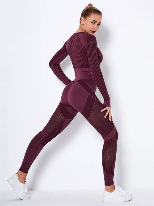 Women's Seamless Yoga Set - Quick-Dry Long Sleeve & Leggings