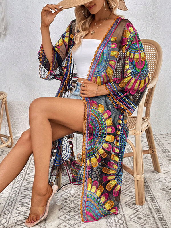 Modern Beach Skirt Casual Vacation Lace Cardigan Bikini Swimsuit Cover-Up Sun Protection Wear
