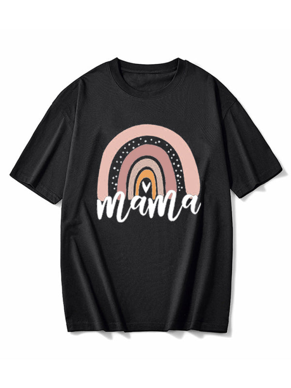 Rainbow Mama and Mini Family T-Shirt - Colorful Short Sleeve Tee Black