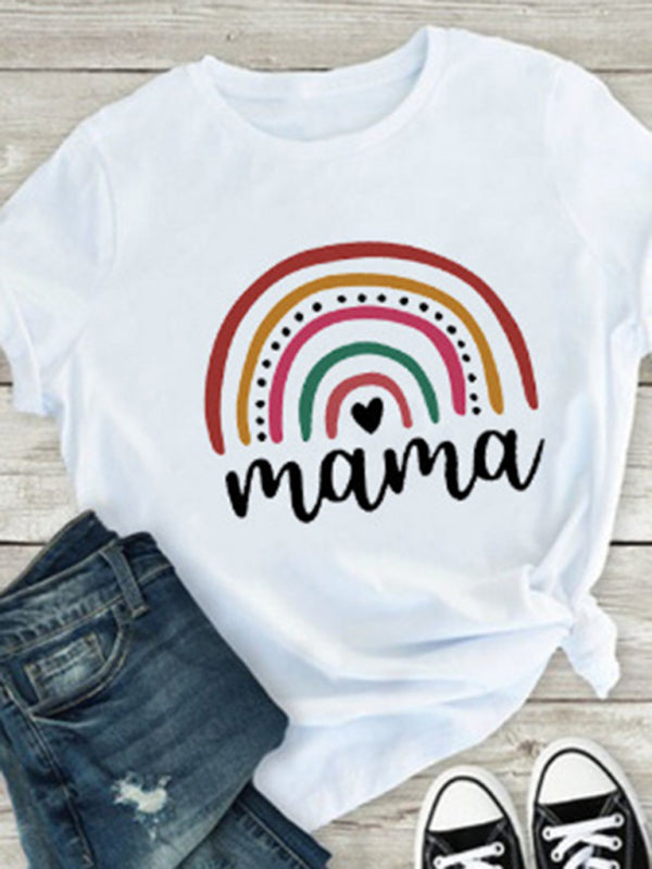 Rainbow Mama and Mini Family T-Shirt - Colorful Short Sleeve Tee