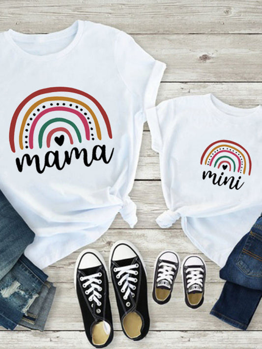 Rainbow Mama and Mini Family T-Shirt - Colorful Short Sleeve Tee Red