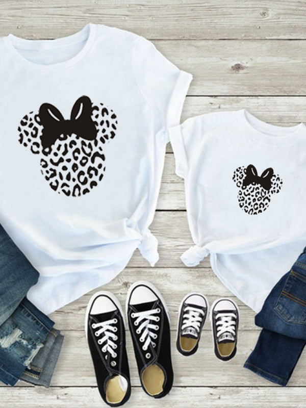 Modern Mama and Mini Family printed short-sleeved T-shirt (mom style) Black