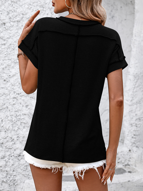 Modern round neck outer seam twisted strip short-sleeved loose T-shirt