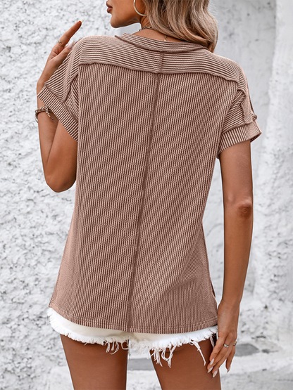 Modern round neck outer seam twisted strip short-sleeved loose T-shirt