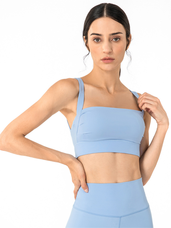 Women's Anti-Hunchback Posture Correction Sports Bra with Chest Pad Sky blue azure