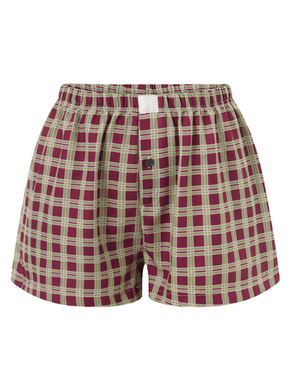 High Waist Wide Leg Plaid Shorts - Vintage Casual Summer Shorts Coffee