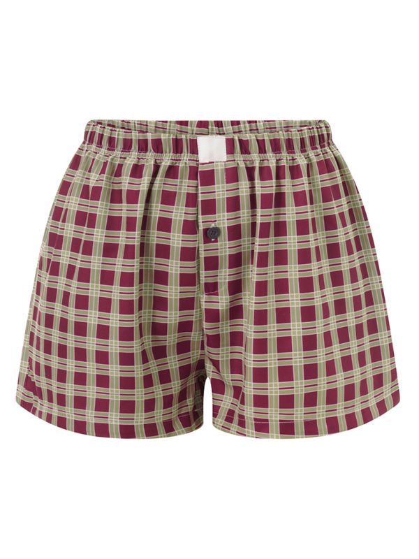 High Waist Wide Leg Plaid Shorts - Vintage Casual Summer Shorts Coffee
