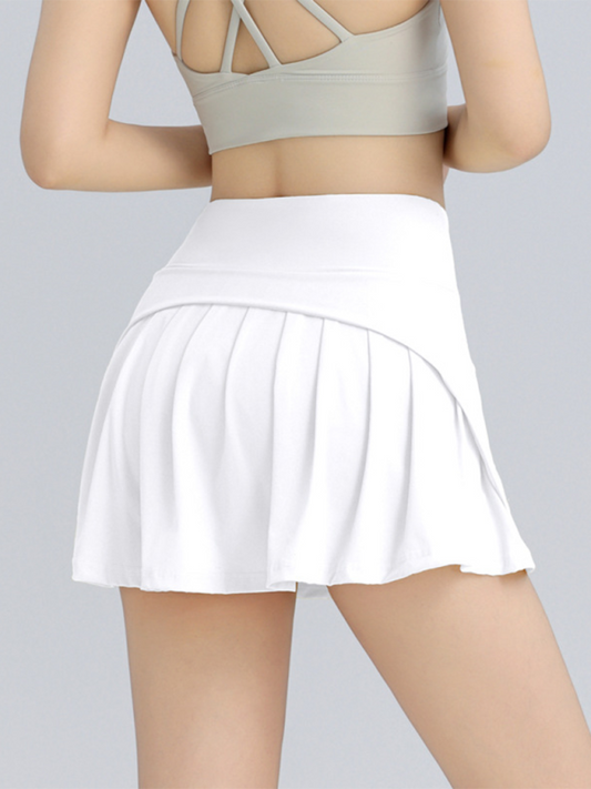 Women's Anti-Exposure High Waist Hip Lifting Sports Tennis Skirt White