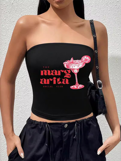 Sleeveless Tube Top with Cherry Print Y2K Top Pattern3