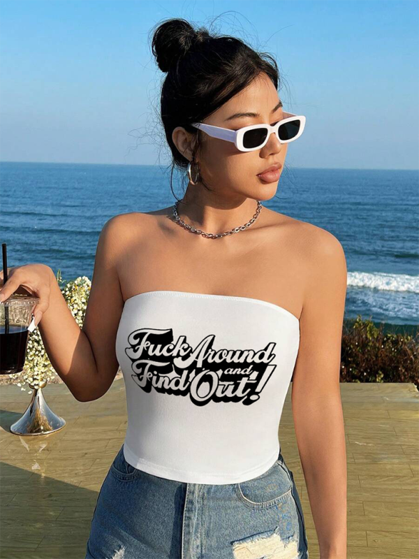 Sleeveless Tube Top with Cherry Print Y2K Top Pattern4