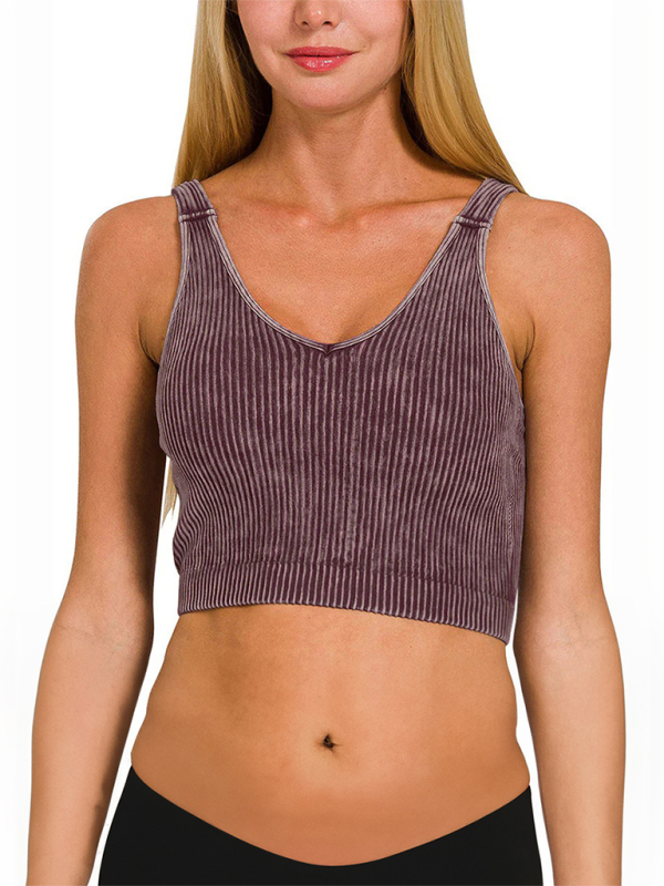Women's solid color sports casual camisole Brown