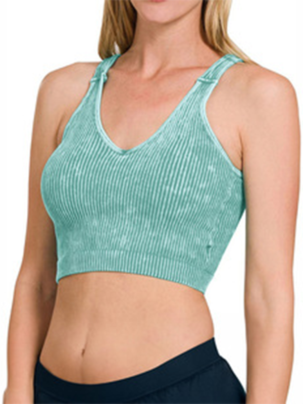 Women's solid color sports casual camisole Green