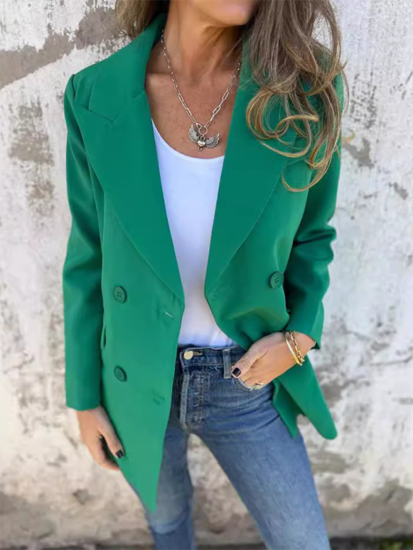 Women's Solid Color Blazer - Long Sleeve - Lapel Collar - Multiple Colors - Autumn Winter
