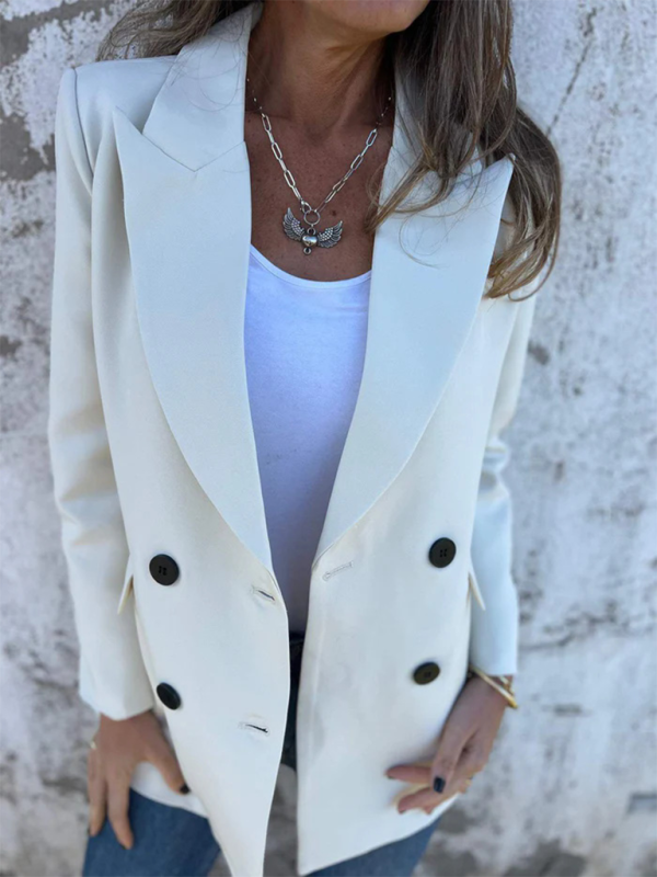 Women's Solid Color Blazer - Long Sleeve - Lapel Collar - Multiple Colors - Autumn Winter