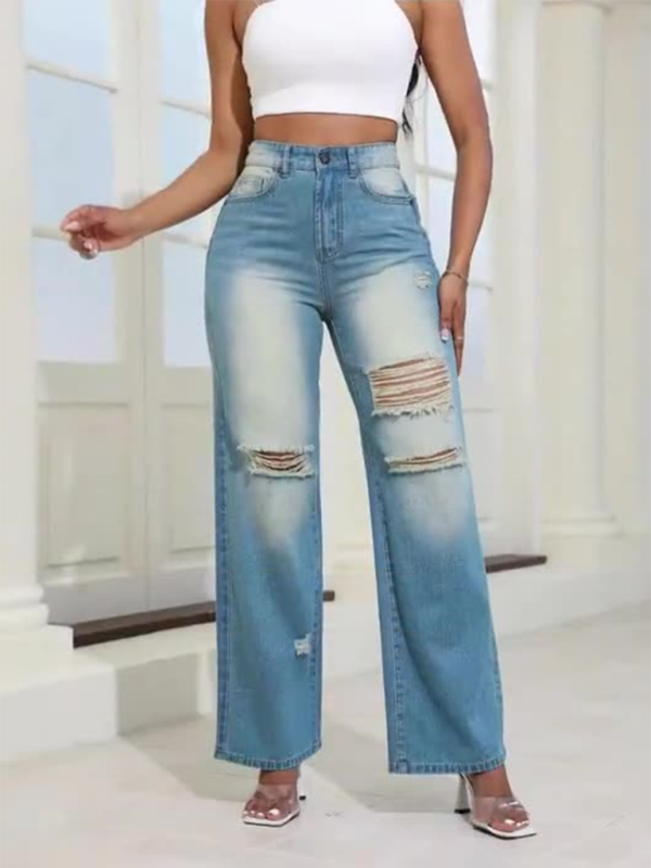 Vintage High Waisted Straight Leg Pants Clear blue