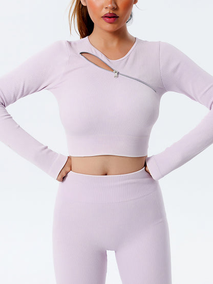 Quick Dry Long Sleeve Seamless Yoga Wear Top Lavender
