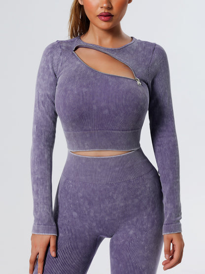 Quick Dry Long Sleeve Seamless Yoga Wear Top Violet