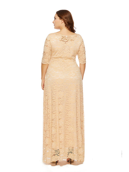 Plus size women's new elegant lace dress