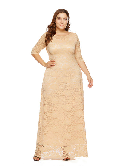 Plus size women's new elegant lace dress