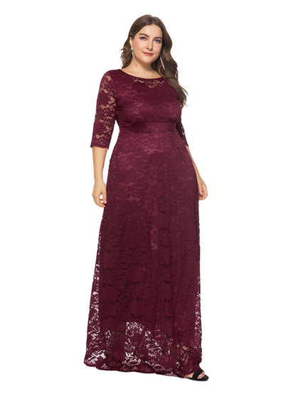Plus size women's new elegant lace dress