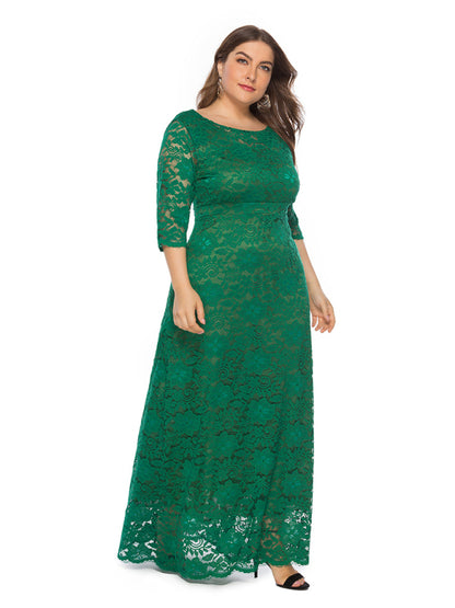 Plus size women's new elegant lace dress