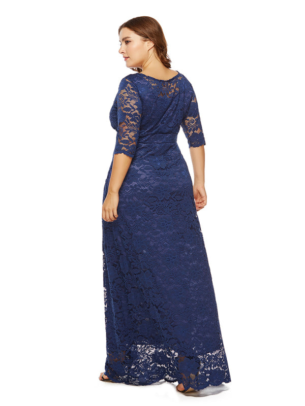 Plus size women's new elegant lace dress