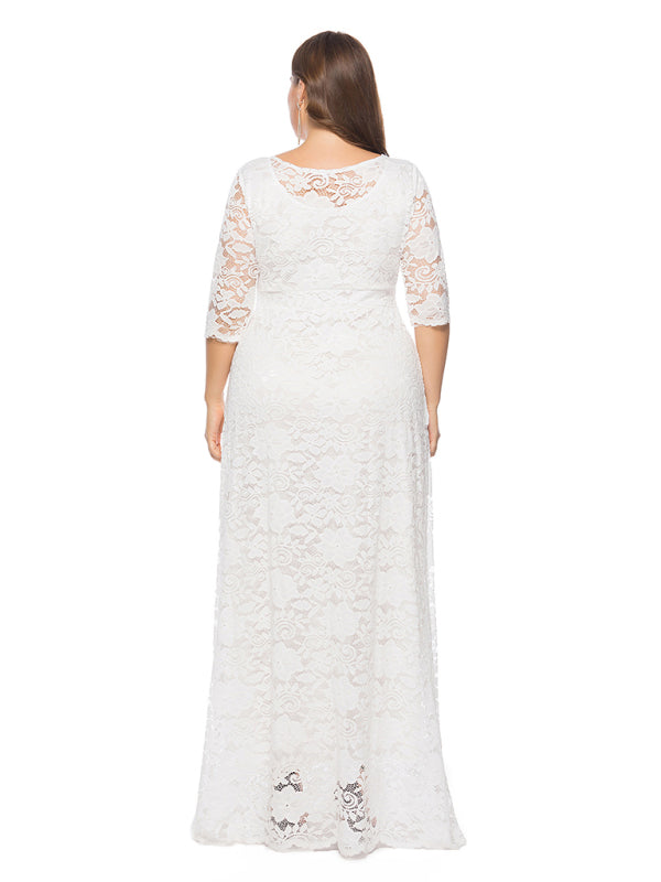 Plus size women's new elegant lace dress