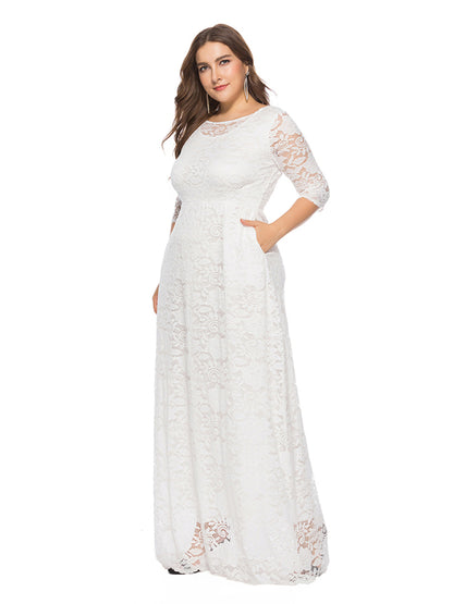 Plus size women's new elegant lace dress