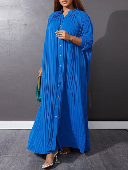 Plus size women's new fashion loose casual pleated dress