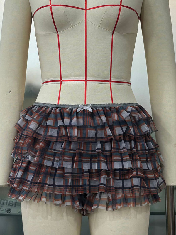 Ruffled Wavy Low Rise Shorts Coffee