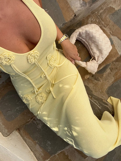 Knitted Beach Cover-up Dress | Swimsuit Sun Protection | Multiple Colors Available Light yellow