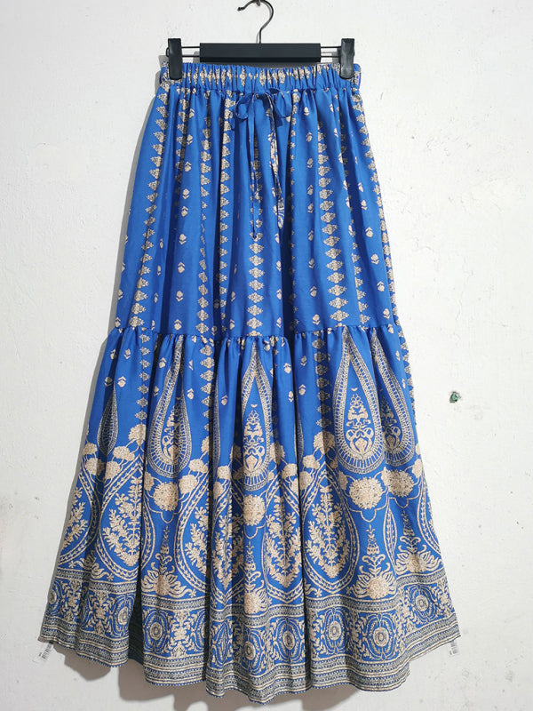 Bohemian High Waist Beach Skirt - Flowy Summer Swing Skirt